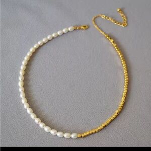 Elegant freshwater pearl gold beaded Necklace